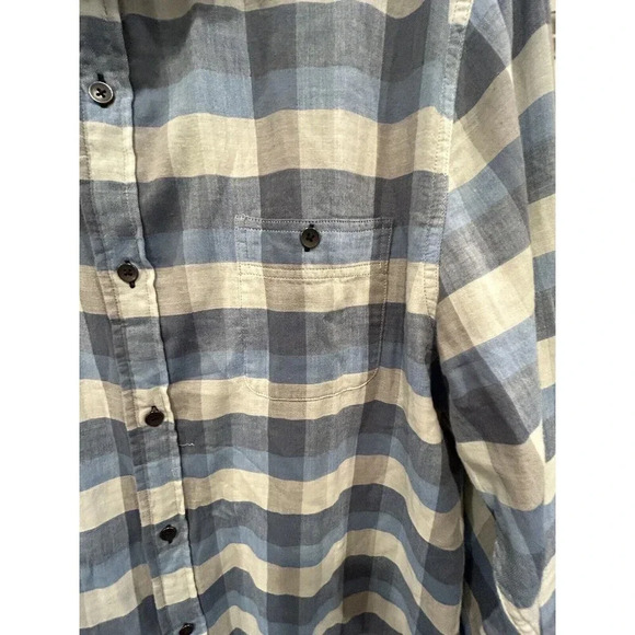 Flag & Anthem Button Down Cotton Shirt Blue Plaid Long Sleeve Men’s Size Large - Picture 2 of 10